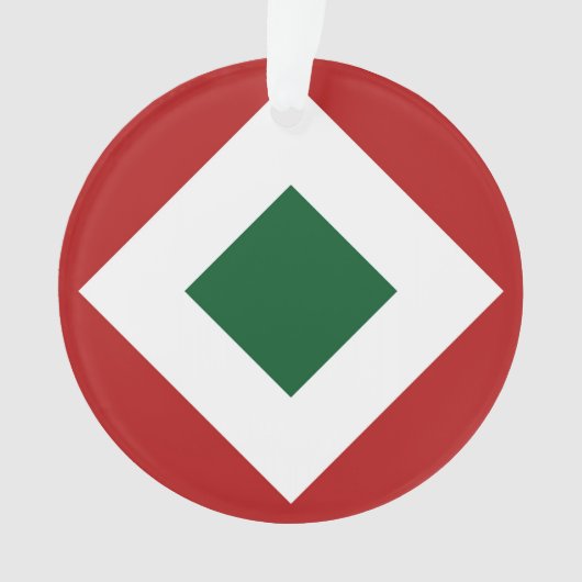 Grüner Diamant, kühne weiße Grenze auf Rot Ornament (Vorderseite)
