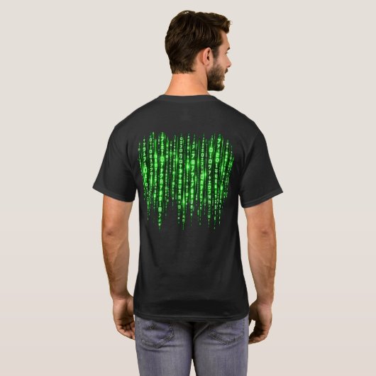 Grüner digitaler Code-Regen – Cyberpunk Matrix-Sti T-Shirt (Schwarz voll)