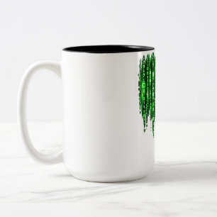 Grüner digitaler Code-Regen – Cyberpunk Matrix-Sti Zweifarbige Tasse