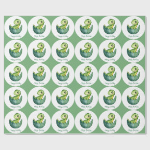 Grüner Dinosaurier Benutzerdefinierte Wasserfarbe Geschenkpapier