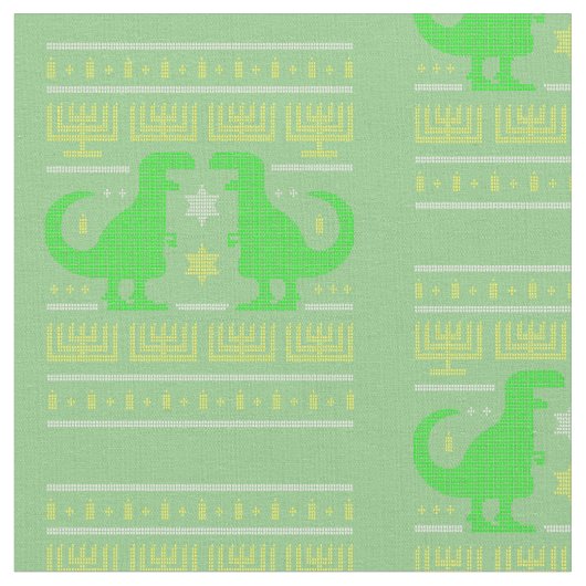 grüner Dinosaurier hanukkah hässlicher Pullover Stoff (Nahaufnahme)