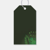 Grüner Dinosaurier-Kindergeburtstag mit Namen und Geschenkanhänger (Rückseite)