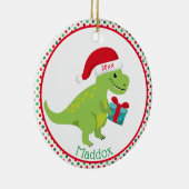 Grüner Dinosaurier mit Personalisierter Weihnachts Keramik Ornament (Rechts)