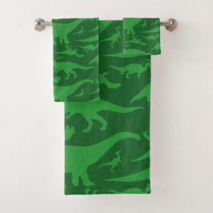 Grüner Dinosaurier-Muster Badhandtuch Set