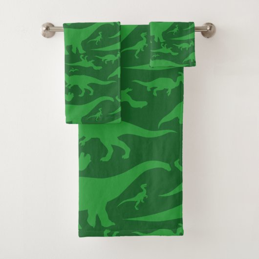 Grüner Dinosaurier-Muster Badhandtuch Set (Insitu)