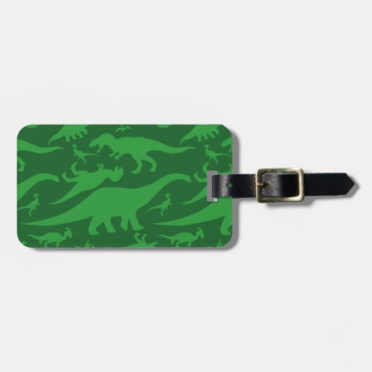 Grüner Dinosaurier-Muster Gepäckanhänger (Vorderseite horizontal)