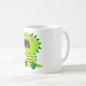 Grüner Dinosaurier RAWR Kaffeetasse (VorderseiteRechts)