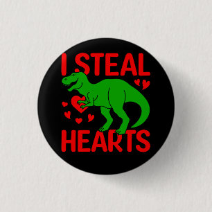 Grüner Dinosaurier Valentinstag Ich stehle Herzen Button