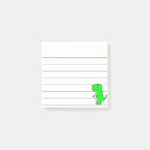 Grüner Dinosaurier Zeichnend Lined 3x3 Post-it Klebezettel