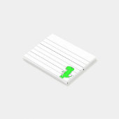 Grüner Dinosaurier Zeichnend Lined 4x3 Post-it Klebezettel (angewinkelt)