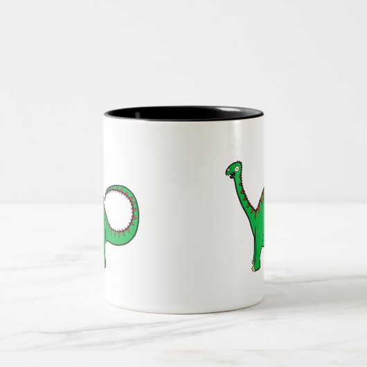Grüner Diplodocus Zweifarbige Tasse (Mittel)