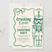 Grüner Doodle-Nussknacker-Weihnachtsfeier Einladung (Vorderseite)
