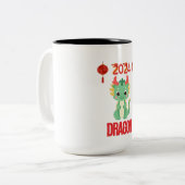 Grüner Drache 2024 Zweifarbige Tasse (Vorderseite Links)