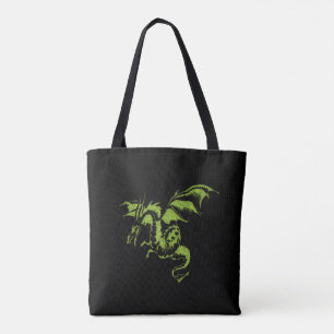 Grüner Drache auf schwarz Tasche