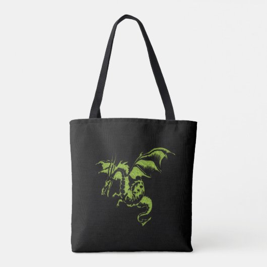 Grüner Drache auf schwarz Tasche (Rückseite)