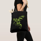 Grüner Drache auf schwarz Tasche (Von Nahem)