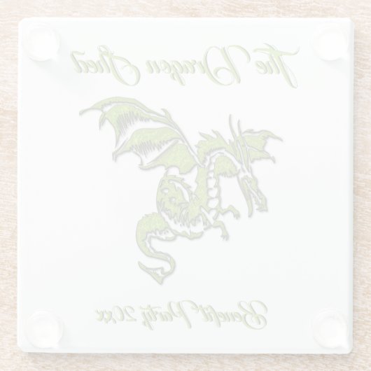Grüner Drache auf Silber Glasuntersetzer (Rückseite)