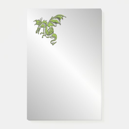 Grüner Drache auf Silber Post-it Klebezettel (Vorderseite)