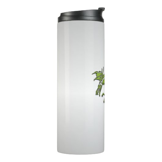 Grüner Drache auf Silber Thermosbecher (Nach links gedreht)