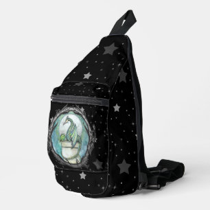 Grüner Drache auf Sternenhintergrund Crossbody Bag