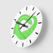 Grüner Drache auf Weiß Runde Wanduhr (Winkel)