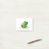 Grüner Drache Cartoon Post-it Klebezettel (Auf Schreibtisch)