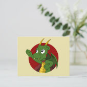 Grüner Drache Cartoon Postkarte (Stehend Vorderseite)