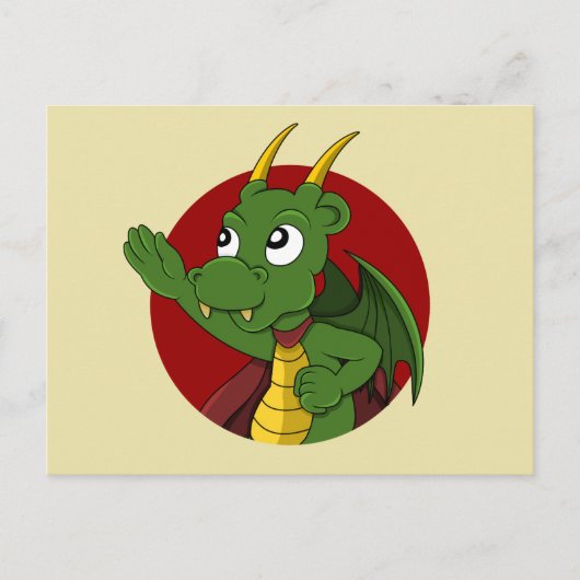 Grüner Drache Cartoon Postkarte (Vorderseite)