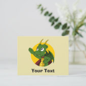 Grüner Drache Cartoon Postkarte (Stehend Vorderseite)