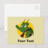Grüner Drache Cartoon Postkarte (Vorne/Hinten)