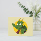 Grüner Drache Cartoon Postkarte (Stehend Vorderseite)