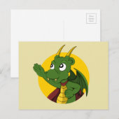 Grüner Drache Cartoon Postkarte (Vorne/Hinten)