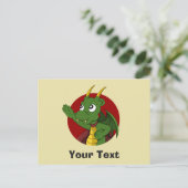 Grüner Drache Cartoon Postkarte (Stehend Vorderseite)