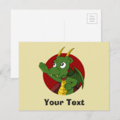 Grüner Drache Cartoon Postkarte (Vorne/Hinten)