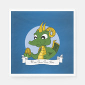 Grüner Drache Cartoon Serviette (Vorderseite)