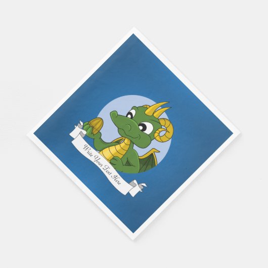 Grüner Drache Cartoon Serviette (Ecke)