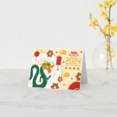 Grüner Drache chinesisches Neujahr 2024 Karte (Gelbe Blume)