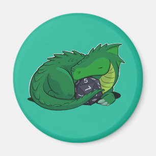Grüner Drache D20 Magnet