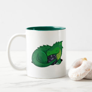 Grüner Drache D20 Zweifarbige Tasse
