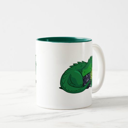 Grüner Drache D20 Zweifarbige Tasse (VorderseiteRechts)