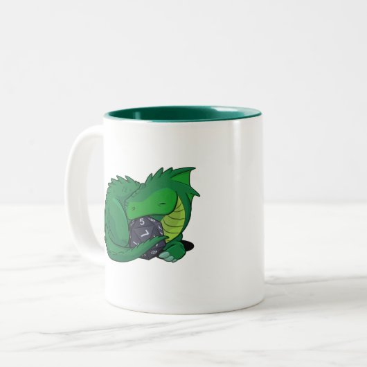 Grüner Drache D20 Zweifarbige Tasse (Vorderseite Links)