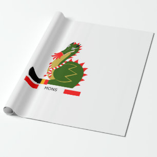 Grüner Drache der Stadt Mons, Belgien Geschenkpapier