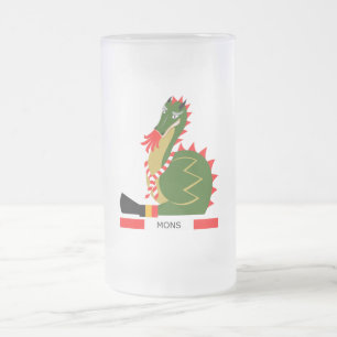 Grüner Drache der Stadt Mons, Belgien Mattglas Bierglas