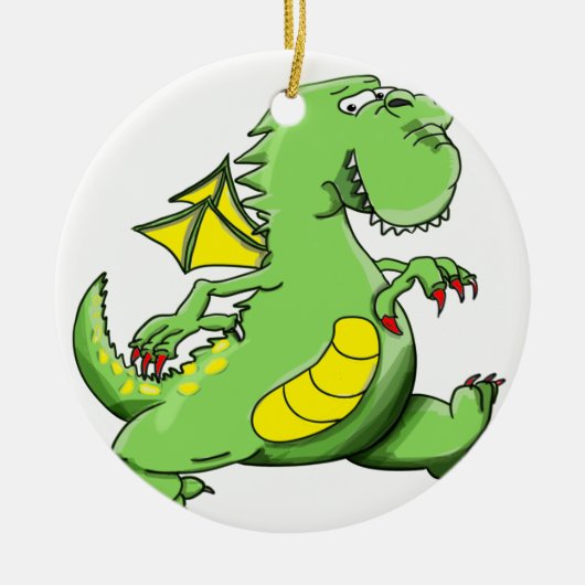 Grüner Drache des Cartoon, der auf seine hinteren Keramikornament (Vorne)