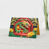 Grüner Drache des chinesischen Neujahrs 2024 Grußk Dankeskarte (Rückseite)