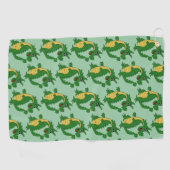 Grüner Drache Design Jeder Farbige Hintergrund Golfhandtuch (Horizontal)