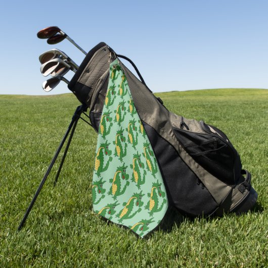 Grüner Drache Design Jeder Farbige Hintergrund Golfhandtuch (Gras)