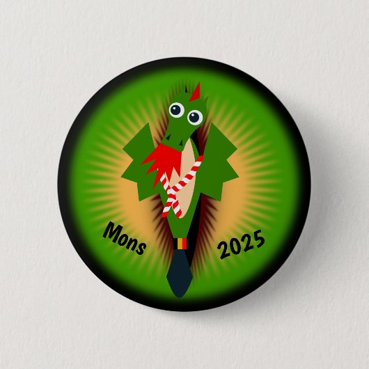 Grüner Drache Doudou Ducasse Button (Vorderseite)