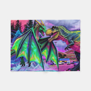 Grüner Drache gegen Dinosaurier Fleecedecke