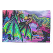 Grüner Drache gegen Dinosaurier Kissenbezug (Rückseite)